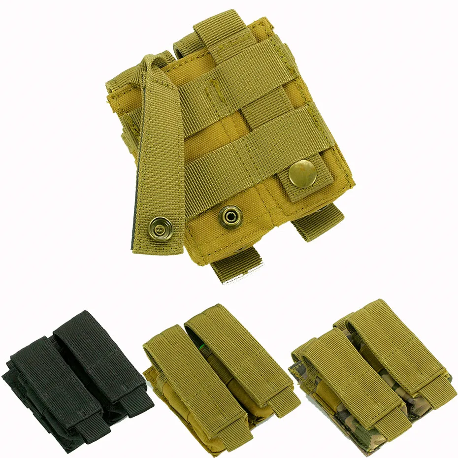Military Molle Pouch Tactical Double Pistol Magazine Pouch Knife