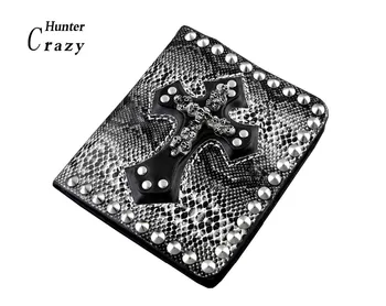 

Punk Black White Leather Skull Cross Wallet HYG12