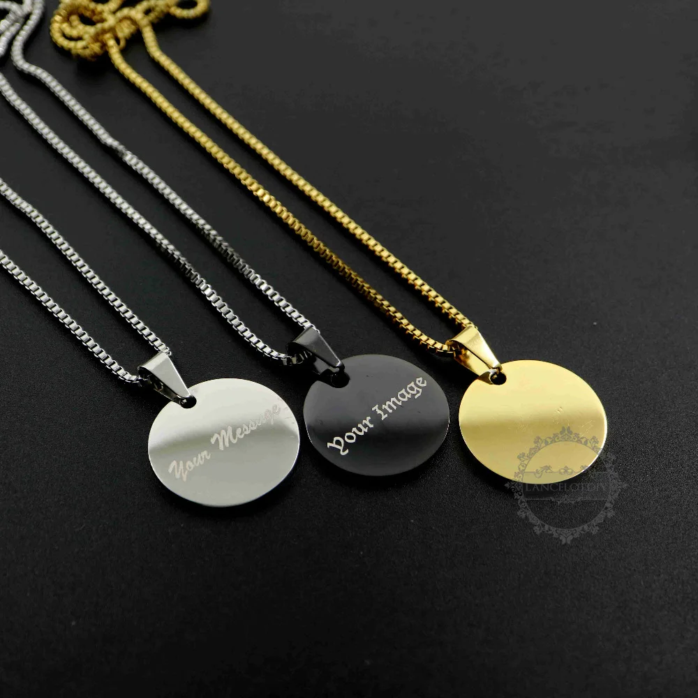 

20-35MM Silver Gold Black Round Customized Name Personalized Word Engraved Military Dog Tag Necklace aBirthday Gift 20'' 6390394
