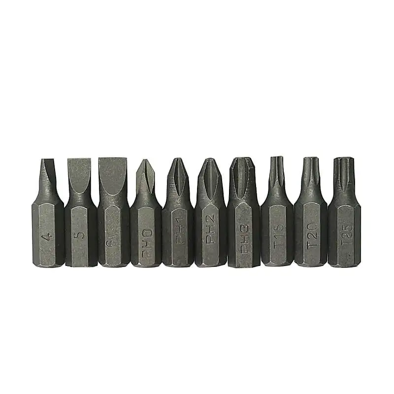 3sets/lot 10pcs per set 6.35mm PZ2 Magnetic Hex Pozi Screwdriver Bits Set Kit with length 25mm type PH1 PH2 T15 T20