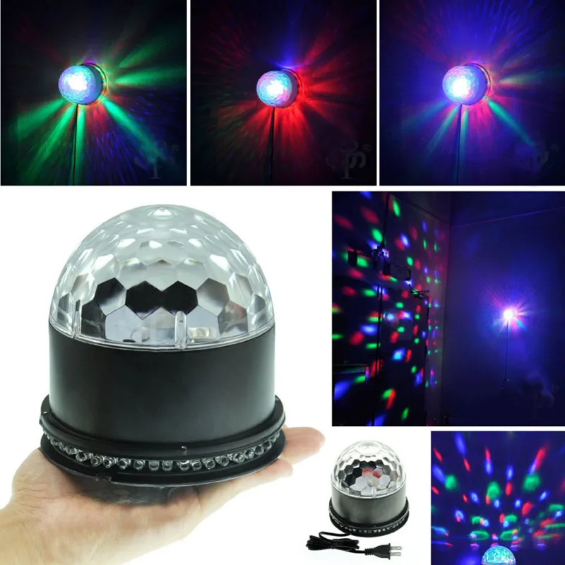 Zjright 48 светодиодный RGB праздник световой эффект звук Активизированный автоматический поворот Магия дискотечный шар Строб номинальной