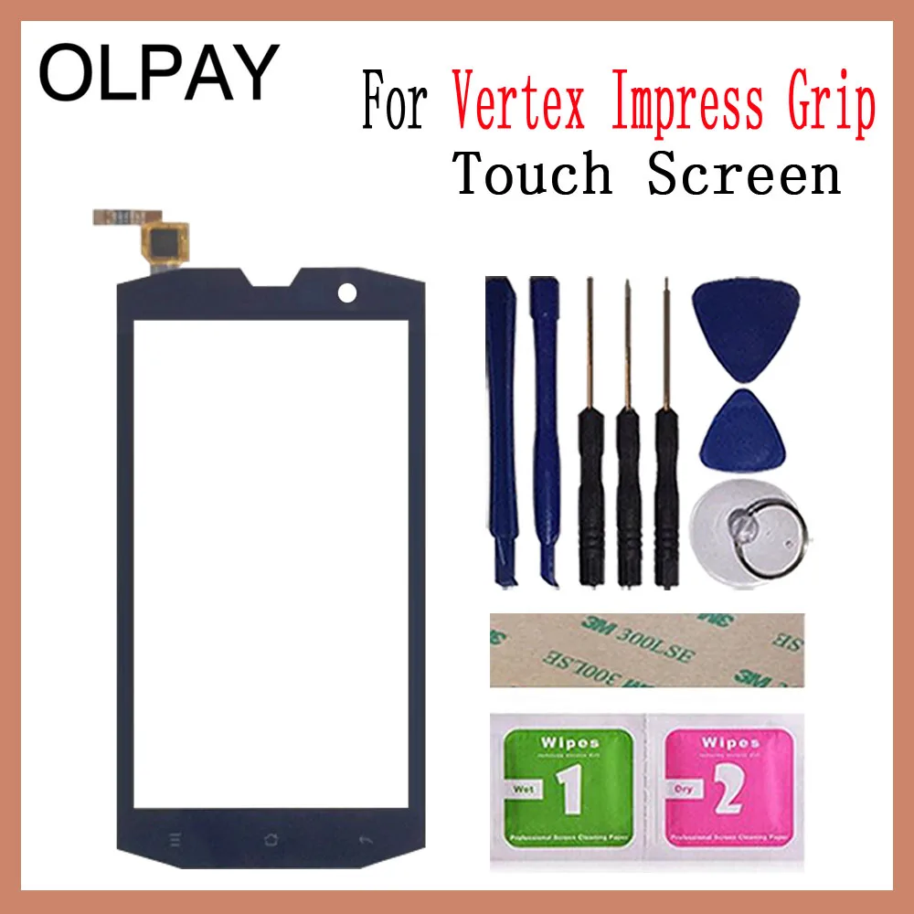 OLPAY 5," для Vertex Impress Grip сенсорный экран стекло дигитайзер панель объектив сенсор стекло Бесплатный клей и салфетки - Цвет: Black With Tools