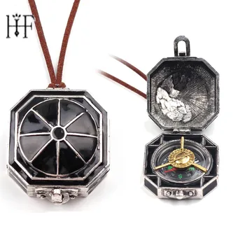

Hot Pirates Of The Caribbean Necklace Jack Sparrow Box Compass Pendant Choker Necklace for Women Men Wanderlust Trinkets Colar