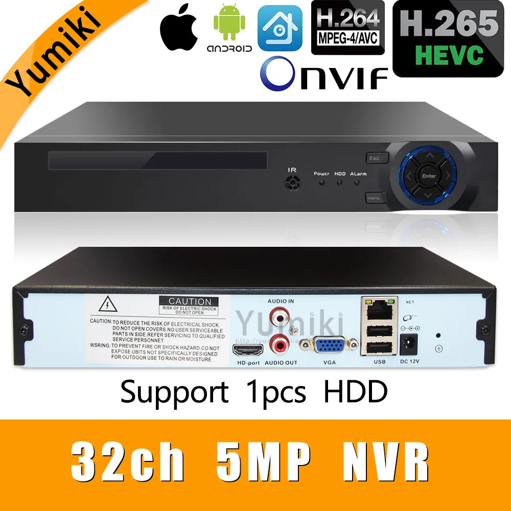 H.265+/H.264 8ch* 4 K/32ch* 5.0MP/32ch* 1080P сетевой видеорегистратор 1080 P/720 P ip-камера ONVIF CMS XMEYE поддержка установки 1HDD