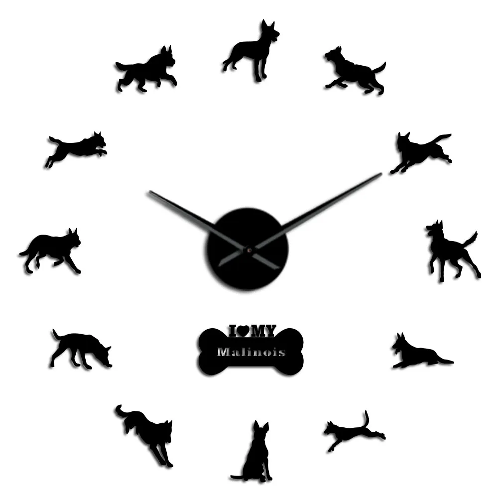 Belge malinois silhouette de chien-Horloge murale 