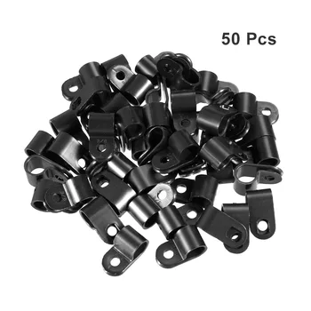 

Uxcell 50Pcs Cable Diameter 9.5/15/15.8/19.4mm Nylon R-type Cable Clamp Organizer Cord Clips for Wire Management White/Black
