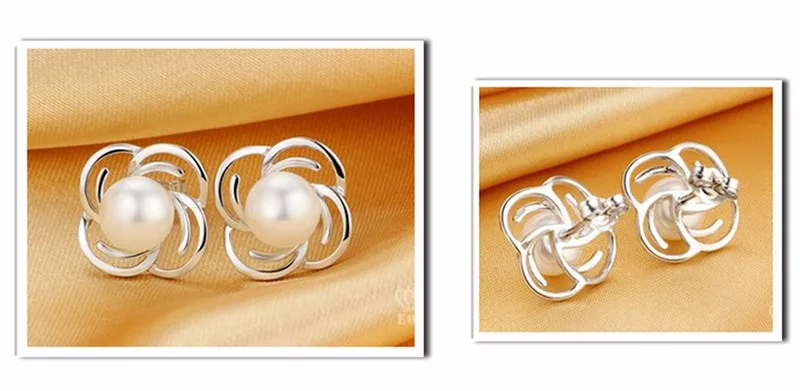 TZ4167E 925 Sterling silver stud earring for women with natural freshwater pearls fine jewelry (2)