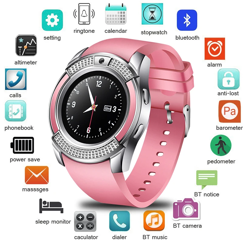 

2018 New Men Women Sports Smart Watch Support With Camera Bluetooth SIM TF Card Smartwatch For Ios Android Phone Couple Watch