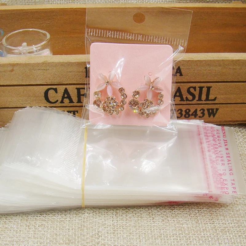 

4*4cm Diy pink small cute earring display card stud jewelry earring packing card 100pcs +100 plastic bag for jewelry packing