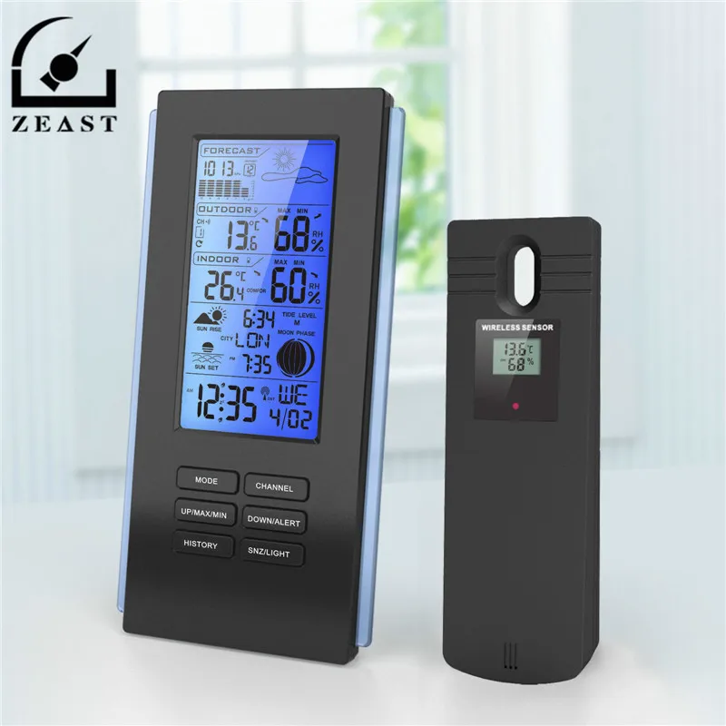 

ZEAST TS-72 Wireless Thermometer Hygrometer Weather Station Barometer Forecast Thermometer USB Outdoor Sensor Clock