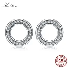 KALETINE Forever, круглые серьги-гвоздики, Стерлинговое серебро 925, серьги-гвоздики, куртки, полые, кубический цирконий, ювелирные изделия для женщин KLTE061