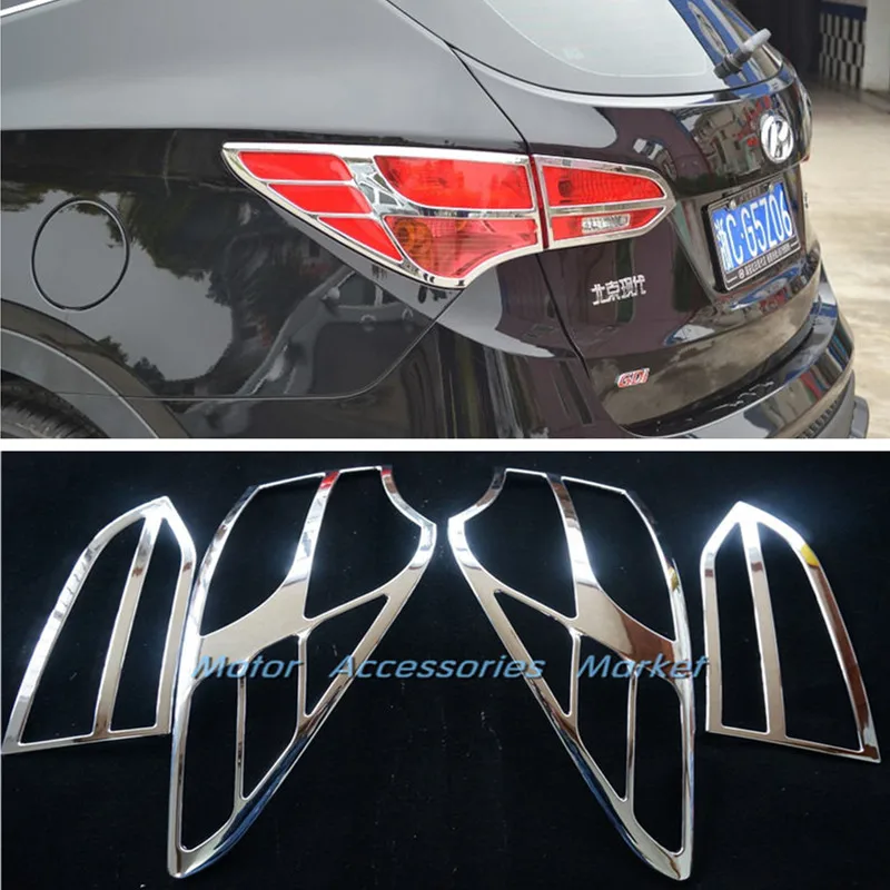 

New Chrome Rear Tail Light Cover Trim For Hyundai Santa Fe 2013 2014 2015