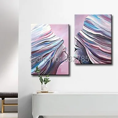 

Free shipping,100%handmade oil painting Modern Abstract purple blue Face Kisses Home Hotel wall art decor