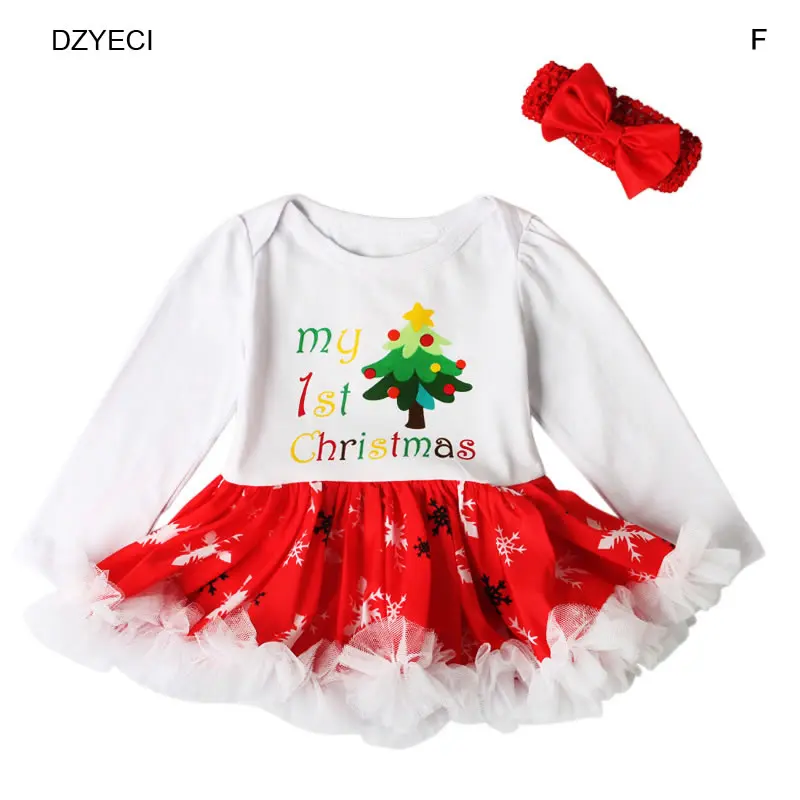 DZYECI мой первый день рождения Рождество для BabyGirl боди костюм унисекс для новорожденных повязка на голову+ платье наряды пляжный костюм Creeper 1st