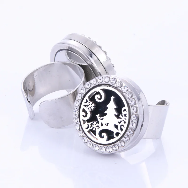 

New Essential Oil Diffuser Jewelry Aromatherapy Ring Adjustable Stainless Steel Perfume Magnetic Open Locket Ring girl jewerly