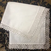 Модные женские носовые платки, 12 шт./партия, 12x12 дюймов, цвета слоновой кости, хлопок, Свадебные Платки, вышитые слоновой кости, кружевные края, Hanky для случаев