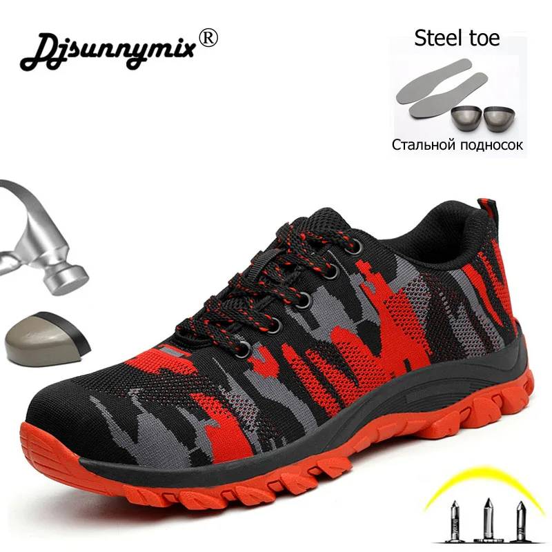

Camouflage Steel Toe Shoes Men Work Boots Breathable Work Safety Shoes for Man Steel Puncture Proof Construction Safety Boots