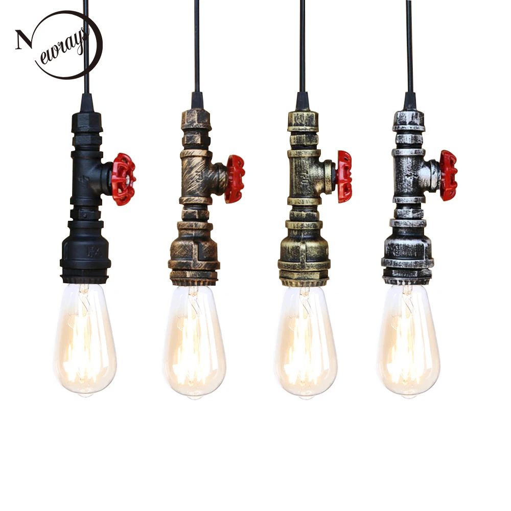 

Loft industrial Iron water Pipe steampunk Vintage 4 kinds style pendant lamps E27 led lights for bedroom bar restaurant kitchen