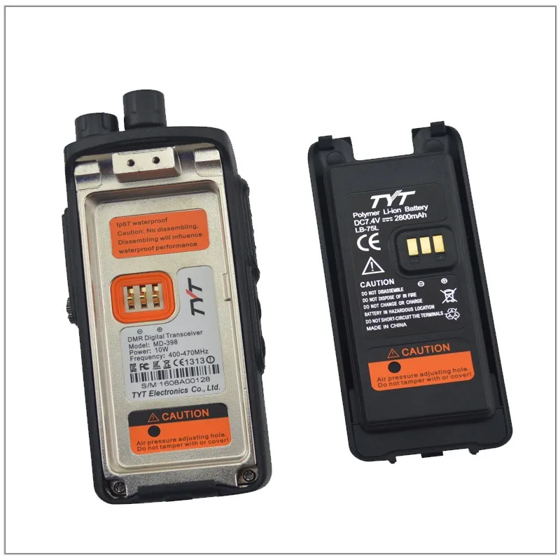Новое оригинальное радио TYT MD398/MD-398 DMR цифровое Портативное двухстороннее радио/walkie talkie IP67 10 Вт 400-470 МГц Mototrbo Tier I