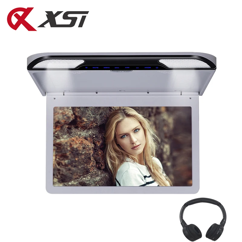 

XST 13.3 Inch Car Ceiling Monitor 1920x1080 Flip down Touch Button Roof Mount Player With HDMI/USB/SD/IR/FM Transmitter/Speaker