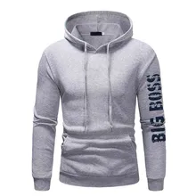 CHAMSGEND, мужской модный однотонный свитер с капюшоном с буквенным принтом и длинным рукавом, Свободный Повседневный свитер, тренировочная спортивная куртка