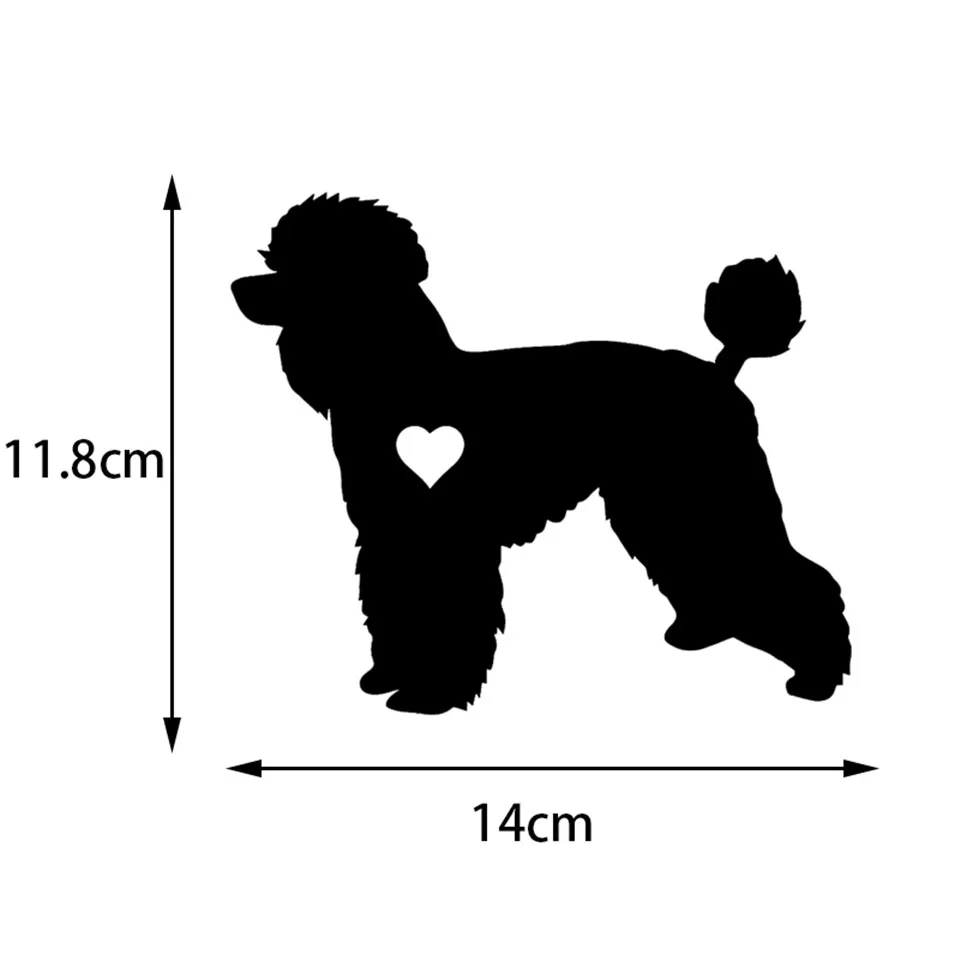 14CM11.8CM Standard Poodle Adopt Waterproof Vinyl Material Car Sticker BlackSilverLaser (1)