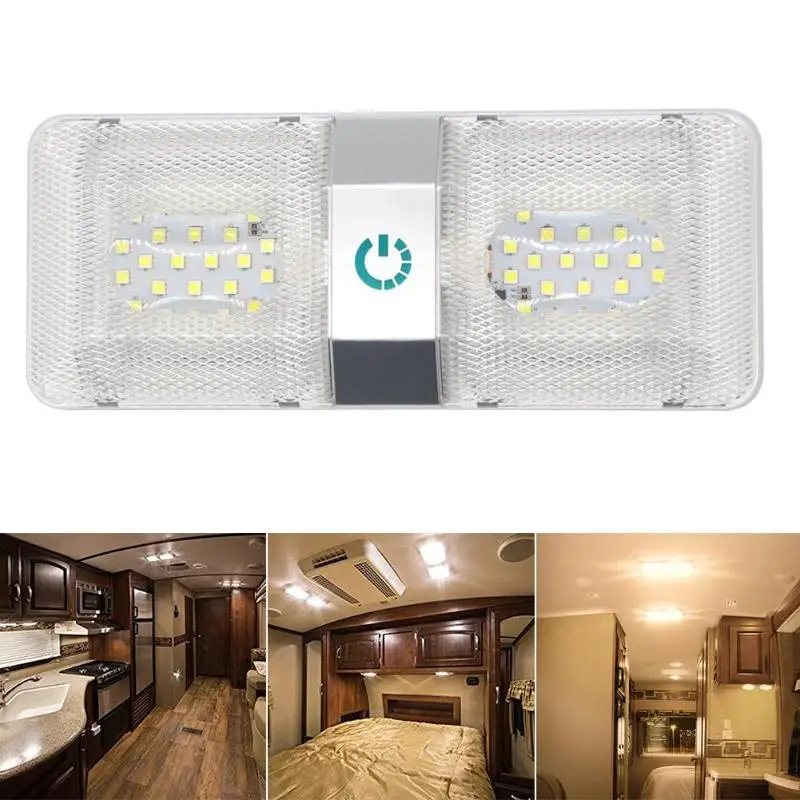 

6W 12V 48 LED Car Interior Dome Light Lamp Stepless Dimming Inside Roof Light Kit for RV Van Boat Trailer Truck LED Ceiling Lamp