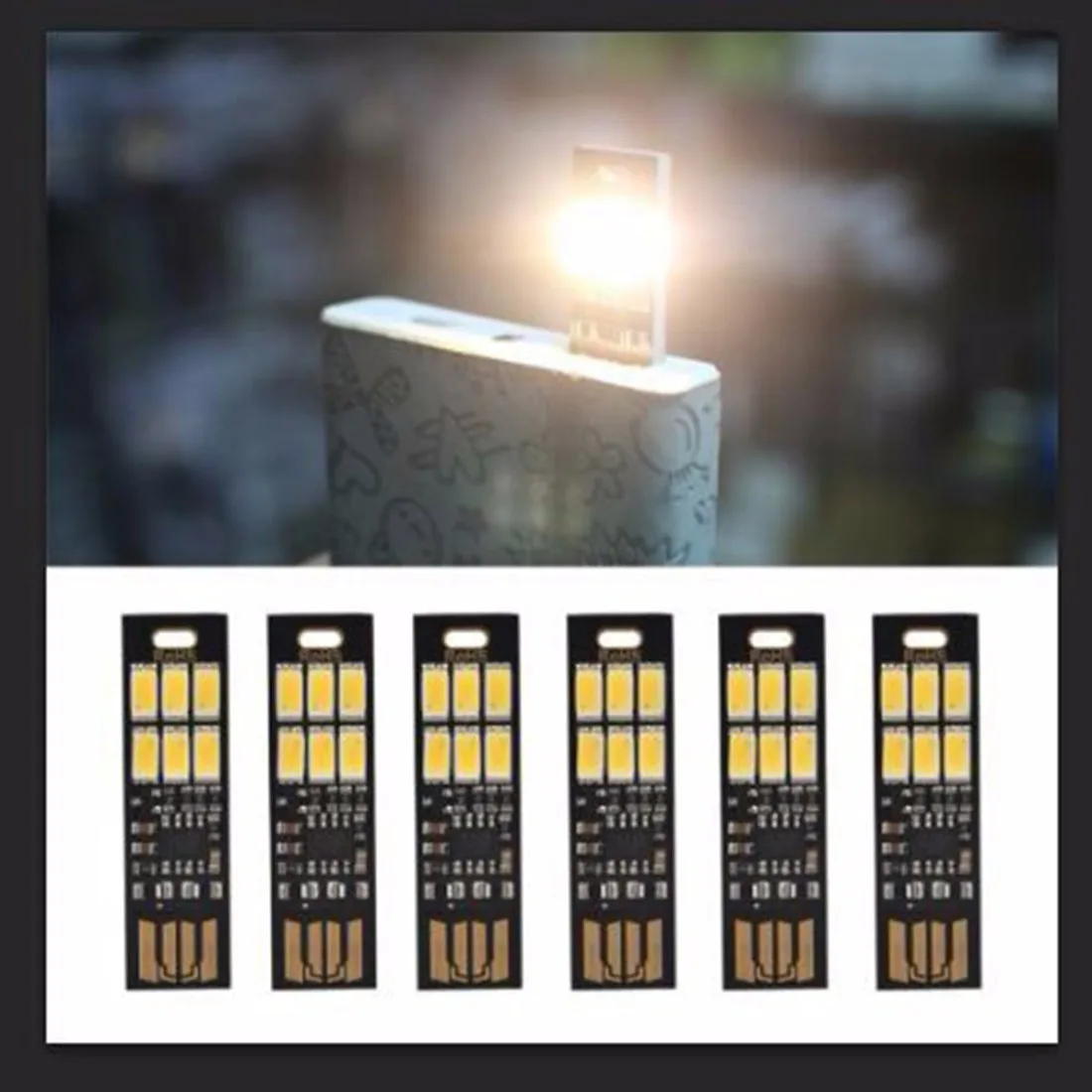 Регулировка яркости портативный мини USB мощность 6 LED лампа сенсорный диммер