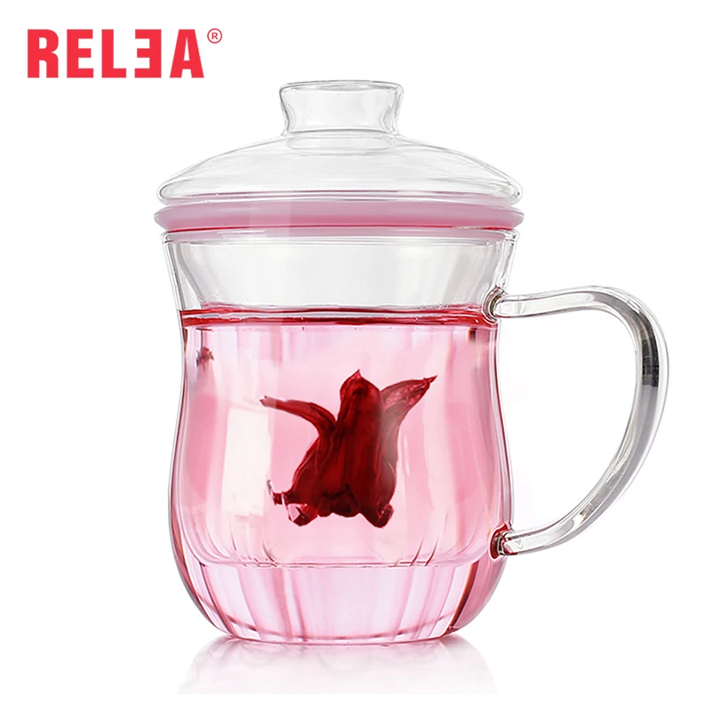 Relea Glass Tea Cup High Clear Drinking Glass Cup Heat Resistant Pyrex