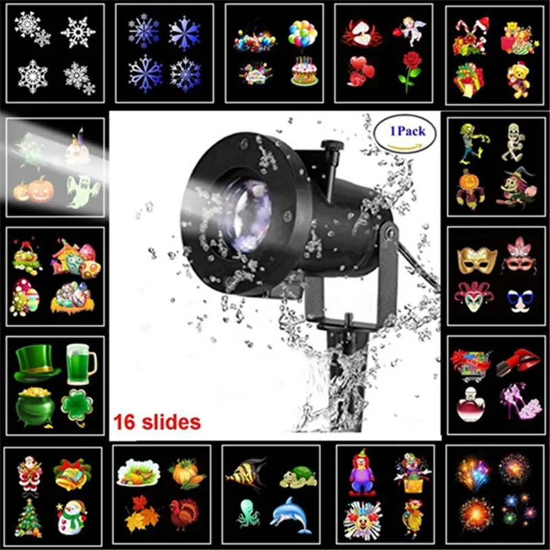 

Remote Christmas Stage Light Projector Lamp Waterproof Spotlight Halloween Home Party Holiday Decoration 16 Patterns 8W