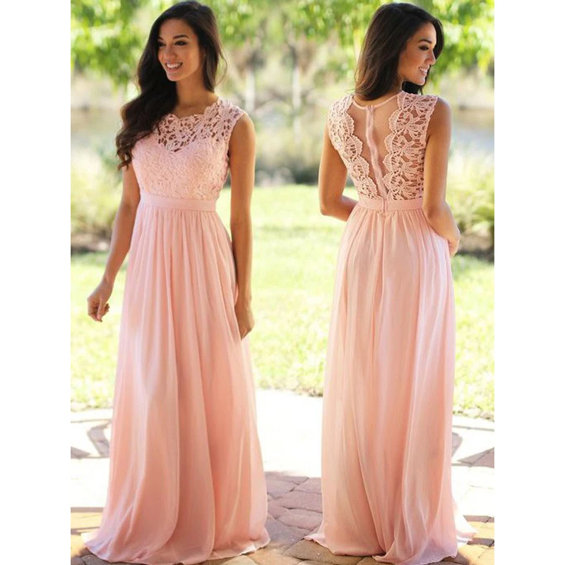 long blush pink bridesmaid dresses