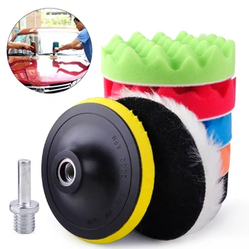

beler 7pcs 5" 125mm Car Polishing Waxing Sealing Glaze Buffing Wool Sponge Pads Kit Car Polisher Vehicle Buffer