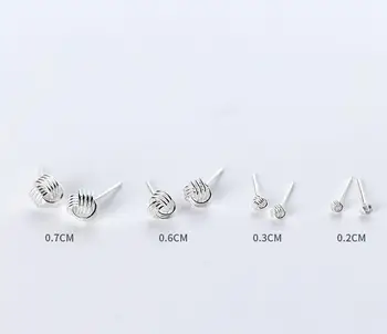 

1pair 2.5mm 3mm 6mm 7mm 100% Real. 925 Sterling Silver Fine Jewelry Twisted Love Knot knitting bALL Stud earrings GTLE1684