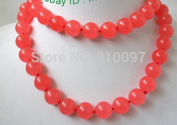 

ER494 free shipping >long 32" big 14mm round crude jade beads necklace 9K
