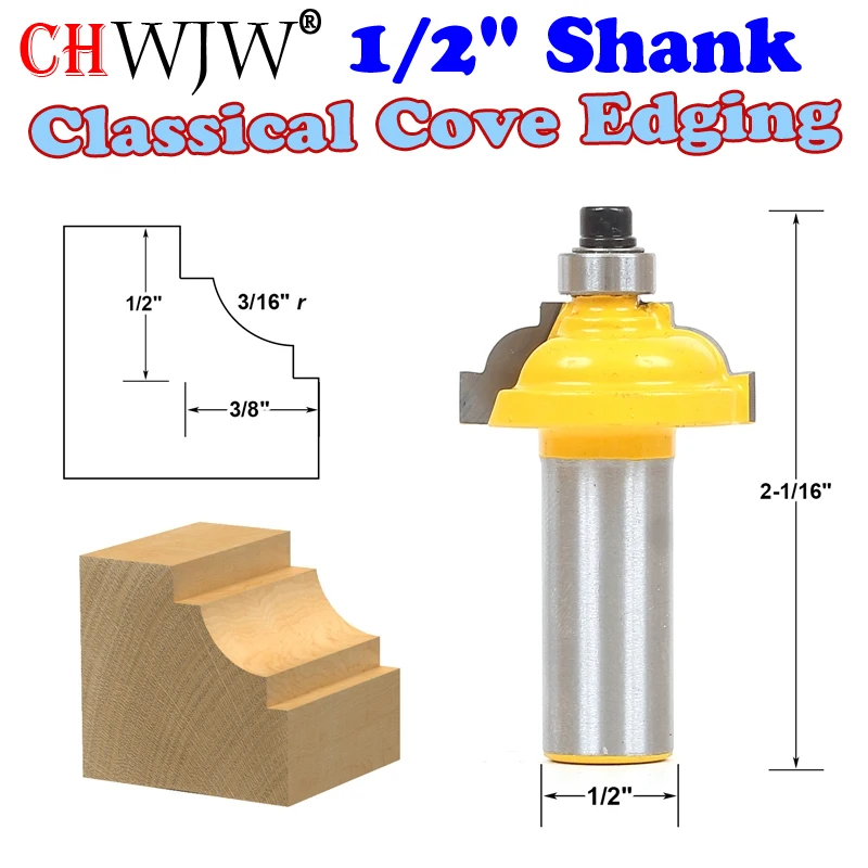 1pc 1/2" Shank High Quality Classical Cove Edging Router Bit 3/16