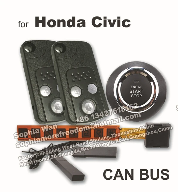 For Honda Civic Can Bus Plug And Play Car Alarm Push Start Smart Key For Honda Civic Can Bus Plug And Play Car Alarm Push Start Smart Key Keyless Entry