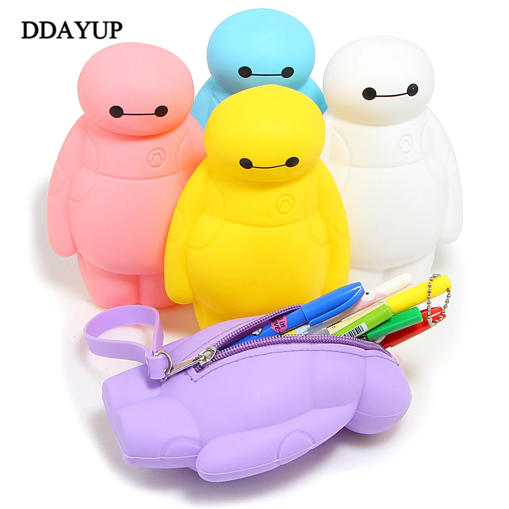 New Silicone font b Big b font Hero 6 Baymax Kawaii Pencil Cases Multi functional Stationery