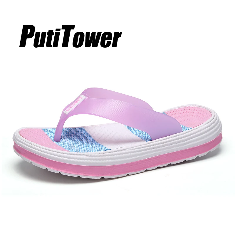 

Summer Slippers Women Platform Flip Flops Plus Size Rainbow Flat Water Shoes Home Shower Slippers Candy Color Chaussures Femme