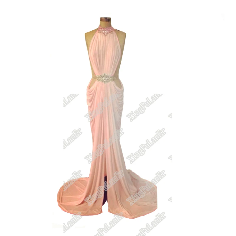 Роскошная длинная Русалка, украшенный бусинами кристально белые шифоновые платья с открытой спиной на выпускной торжественные Вечерние платья на заказ