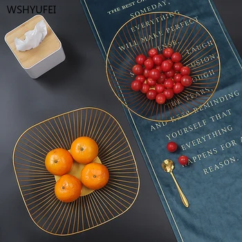 

Direct selling light luxury fruit bowl home living room coffee table wrought iron snacks fruit basket fruit bowl desktop storage