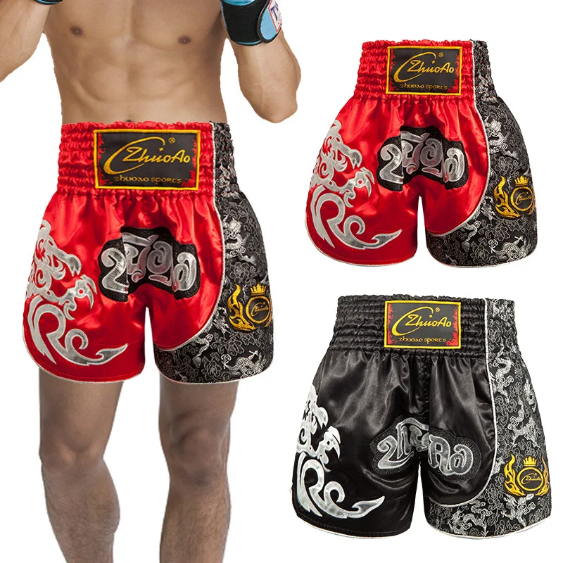 S/&s Black muay thai shorts martial arts kick boxing trunks fight