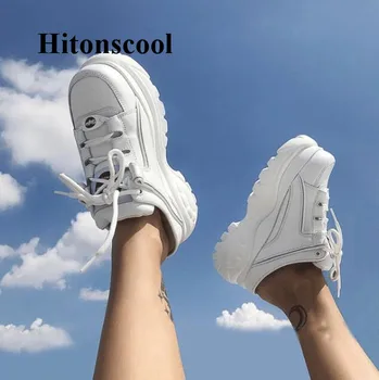 

2019 Women Shoes Sneakers Flats Zapatillas Deportivas Woman Creepers Casual Shoes Increasing Heel Zapatos Mujer Flat Platform