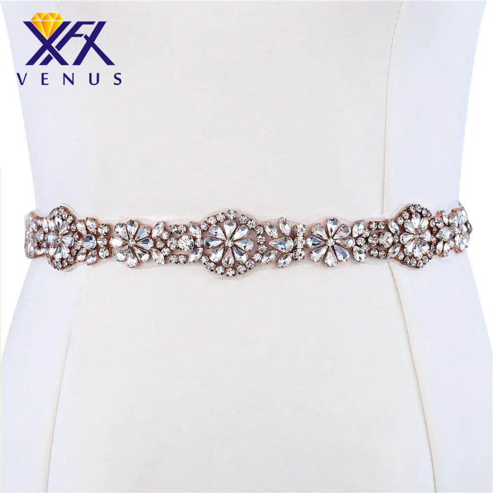Rose gold XINFANGXIU 10yard гладить на пришить Прекрасная Форма rhinestone Аппликация обрезки кристалл свадебные створки пояса Аппликация - Цвет: Rose gold