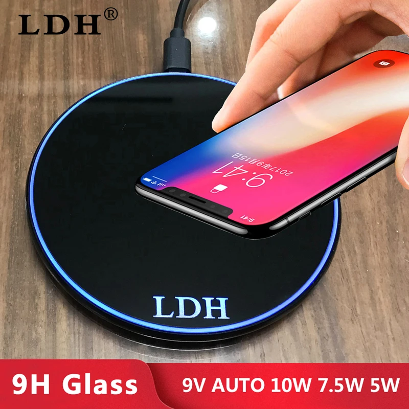 LDH 10 Вт 7 5 Qi Беспроводной Зарядное устройство для iPhone X XS Max XR 8 плюс быстрая зарядки