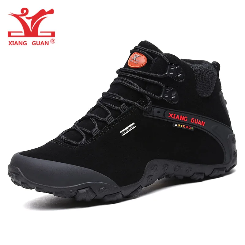 Tanie XIANG GUAN mężczyźni buty trekingowe skóra bydlęca kobiety buty trekkingowe czarna wodoodporna sport wspinaczka Outdoor polowanie buty do chodzenia 8
