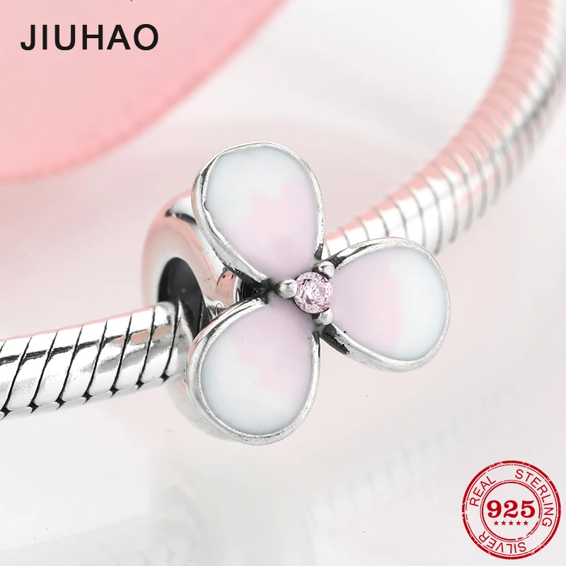 

2019 New 925 Sterling Silver Rotatable Trefoil Flowers Spacer Stopper Beads Fit Original Pandora Charm Bracelet Jewelry making
