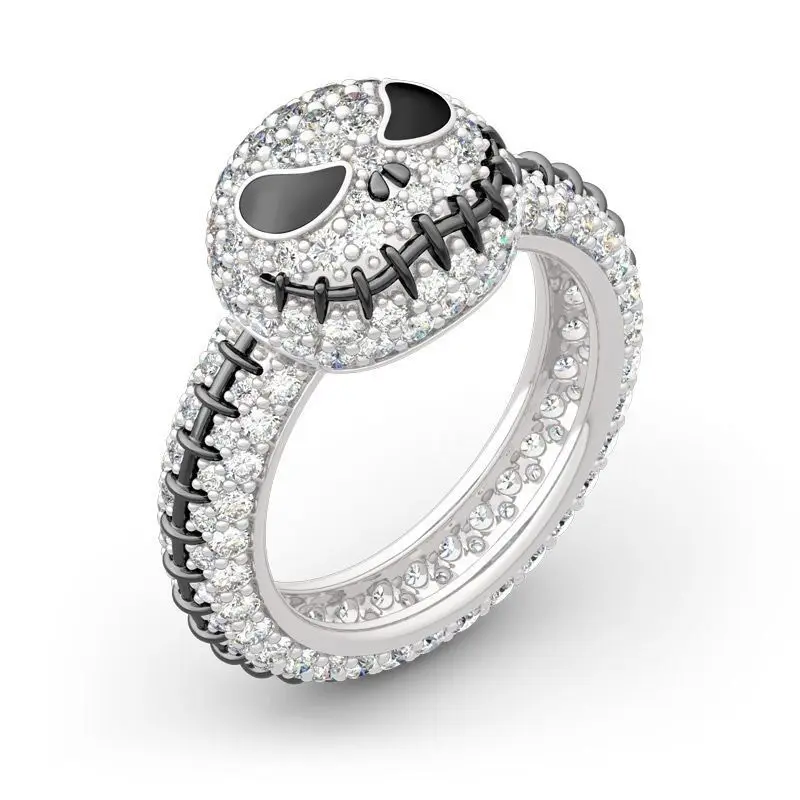 Призрак кристалл черное кольцо из эмали череп обручальное кольцо серебро любовь пара кольца подарок панк ювелирные изделия обручальное кольцо кольца лучшие подарки