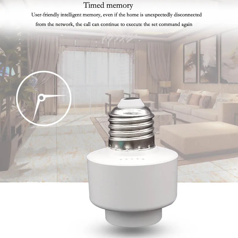 

Wifi Wireless Smart Light Bulb Socket Screw Light Lamp Bulb Holder Cap Socket Support E27 E26 Home Use