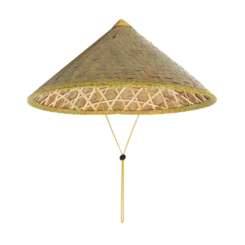 

Handmade Weave Straw Hat Chinese Style Bamboo Rattan Hats Steeple Tourism Sunshade Rain Caps Fisherman Mujer Verano Cap