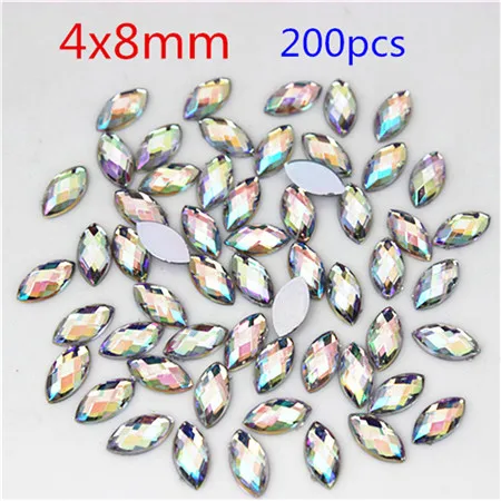 Multi Size  Acrylic Rhinestones Horse Eye Crystal AB Flat Back 3D Non HotFix Nail Art Decoration for Wedding Crafts MC80 